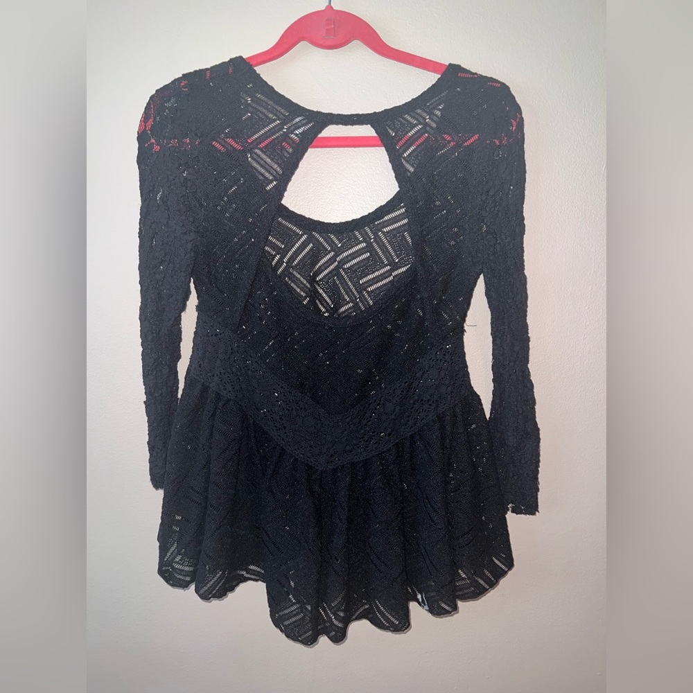 Free People Black Lace Top